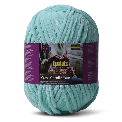 Lpalats Babydeckengarn zum Häkeln, 1 Packung mit 200 g, grobes Chenille-Garn zum Stricken von Decken, Amigurumi – #6 super sperrig – 170 Meter weiche, dicke Plüschgarne (1, Aquagrün) von Lpalats