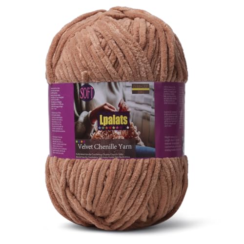 Lpalats Babydeckengarn zum Häkeln, 1 Packung mit 200 g, grobes Chenille-Garn zum Stricken von Decken, Amigurumi – #6 super sperrig – 170 Meter weiche, dicke Plüschgarne (1, Curry) von Lpalats