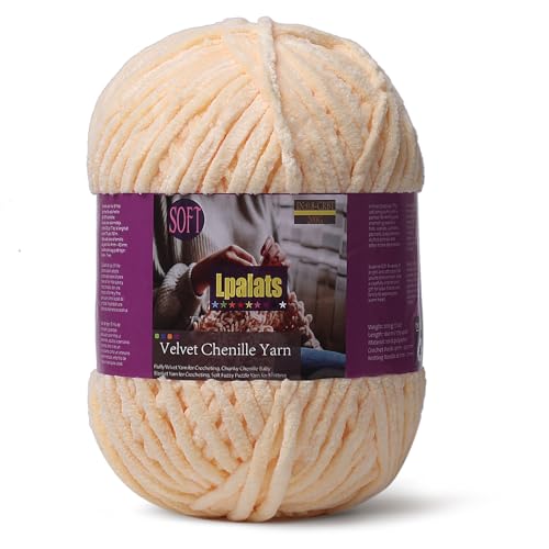 Lpalats Babydeckengarn zum Häkeln, 1 Packung mit 200 g, grobes Chenille-Garn zum Stricken von Decken, Amigurumi – #6 super sperrig – 170 Meter weiche, dicke Plüschgarne (1, Gänsegelb) von Lpalats