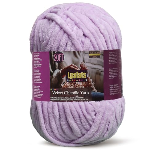 Lpalats Babydeckengarn zum Häkeln, 1 Packung mit 200 g, grobes Chenille-Garn zum Stricken von Decken, Amigurumi – #6 super sperrig – 170 Meter weiche, dicke Plüschgarne (1, Hellviolett) von Lpalats