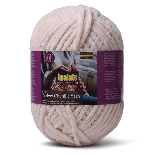 Lpalats Babydeckengarn zum Häkeln, 1 Packung mit 200 g, grobes Chenille-Garn zum Stricken von Decken, Amigurumi – #6 super sperrig – 170 Meter weiche, dicke Plüschgarne (1, Khaki) von Lpalats