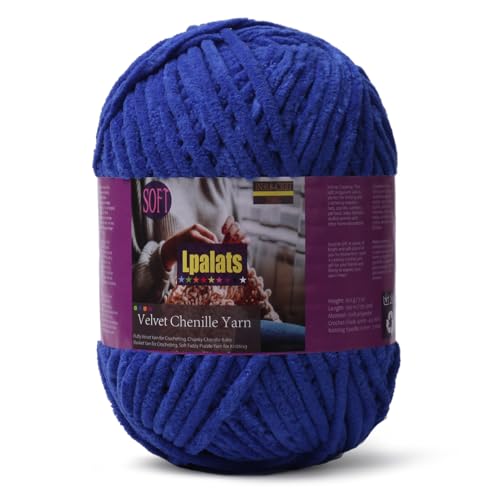 Lpalats Babydeckengarn zum Häkeln, 1 Packung mit 200 g, grobes Chenille-Garn zum Stricken von Decken, Amigurumi – #6 super sperrig – 170 Meter weiche, dicke Plüschgarne (1, dunkelblau) von Lpalats
