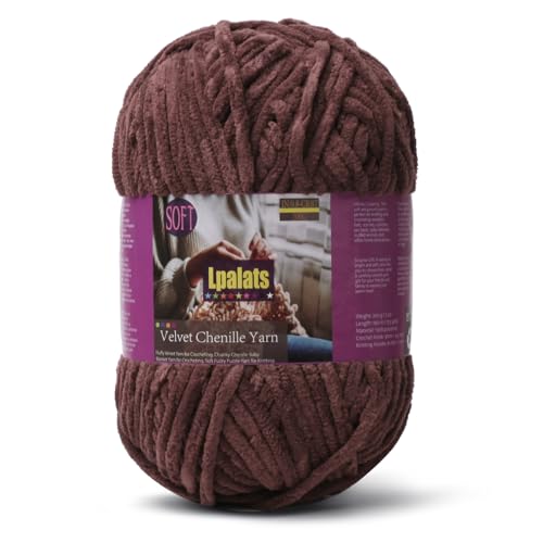 Lpalats Babydeckengarn zum Häkeln, 1 Packung mit 200 g, grobes Chenille-Garn zum Stricken von Decken, Amigurumi – #6 super sperrig – 170 Meter weiche, dicke Plüschgarne (1, dunkles Curry) von Lpalats