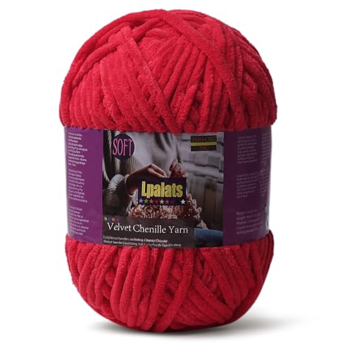 Lpalats Babydeckengarn zum Häkeln, 1 Packung mit 200 g, grobes Chenille-Garn zum Stricken von Decken, Amigurumi – #6 super sperrig – 170 Meter weiche, dicke Plüschgarne (1, rot) von Lpalats