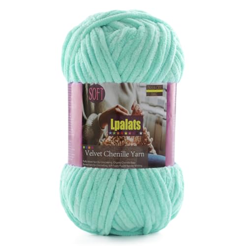 Lpalats Dickes Chenille-Garn zum Häkeln, 100 g, Babydeckengarn zum Häkeln, weich, 80 m, flauschige, dicke Plüschgarne zum Stricken von Decken, Amigurumi (1, Aquagrün) von Lpalats