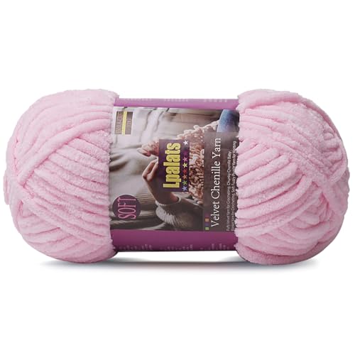 Lpalats Dickes Chenille-Garn zum Häkeln, 100 g, Babydeckengarn zum Häkeln, weich, 80 m, flauschige, dicke Plüschgarne zum Stricken von Decken, Amigurumi (1, Blassrosa) von Lpalats