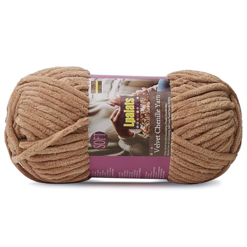 Lpalats Dickes Chenille-Garn zum Häkeln, 100 g, Babydeckengarn zum Häkeln, weich, 80 m, flauschige, dicke Plüschgarne zum Stricken von Decken, Amigurumi (1, Curry) von Lpalats
