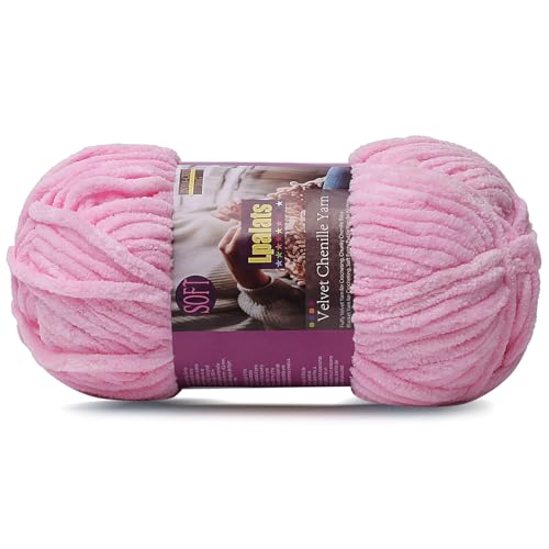 Lpalats Dickes Chenille-Garn zum Häkeln, 100 g, Babydeckengarn zum Häkeln, weich, 80 m, flauschige, dicke Plüschgarne zum Stricken von Decken, Amigurumi (1, Dunkelrosa) von Lpalats