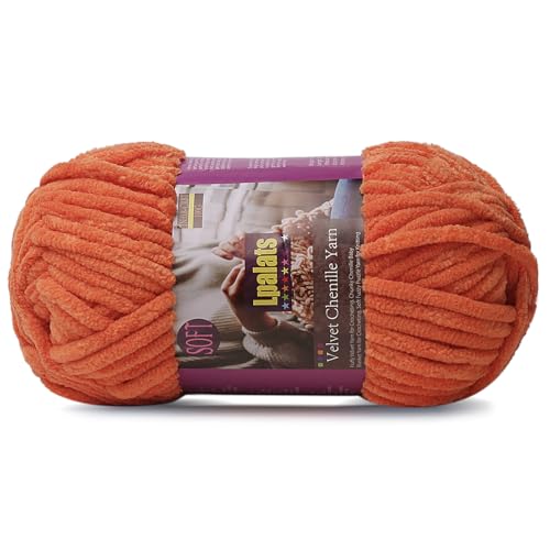 Lpalats Dickes Chenille-Garn zum Häkeln, 100 g, Babydeckengarn zum Häkeln, weich, 80 m, flauschige, dicke Plüschgarne zum Stricken von Decken, Amigurumi (1, Orange) von Lpalats