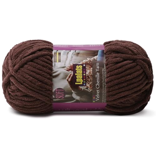 Lpalats Dickes Chenille-Garn zum Häkeln, 100 g, Babydeckengarn zum Häkeln, weich, 80 m, flauschige, dicke Plüschgarne zum Stricken von Decken, Amigurumi (1, dunkles Curry) von Lpalats