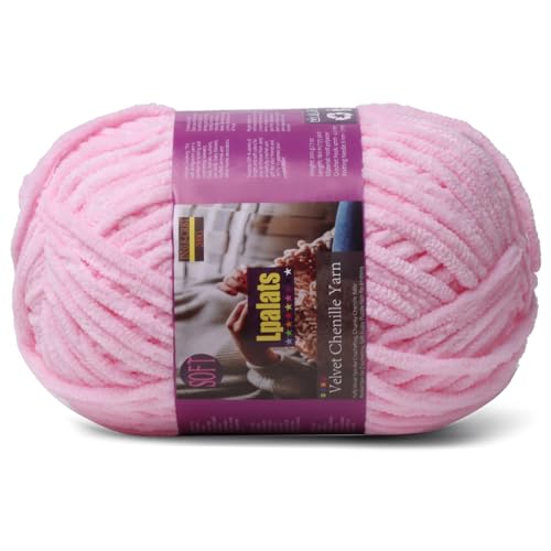 Lpalats Dickes Chenille-Garn zum Häkeln, 200 g, Babydeckengarn zum Häkeln, weich, 175 Meter, flauschige, dicke Plüschgarne zum Stricken von Decken, Amigurumi (1, Blassrosa) von Lpalats