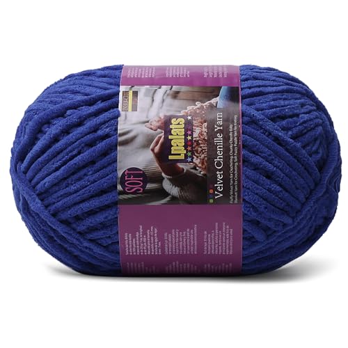 Lpalats Dickes Chenille-Garn zum Häkeln, 200 g, Babydeckengarn zum Häkeln, weich, 175 Meter, flauschige, dicke Plüschgarne zum Stricken von Decken, Amigurumi (1, Dunkelblau) von Lpalats