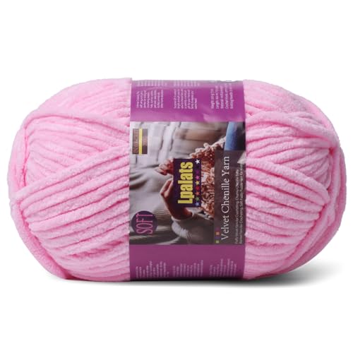 Lpalats Dickes Chenille-Garn zum Häkeln, 200 g, Babydeckengarn zum Häkeln, weich, 175 Meter, flauschige, dicke Plüschgarne zum Stricken von Decken, Amigurumi (1, Dunkelrosa) von Lpalats