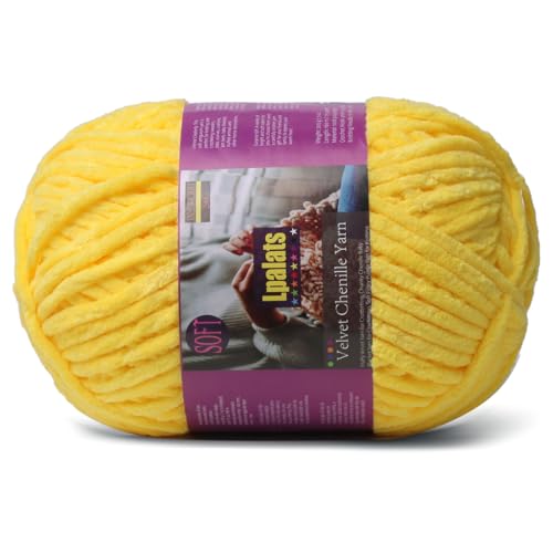 Lpalats Dickes Chenille-Garn zum Häkeln, 200 g, Babydeckengarn zum Häkeln, weich, 175 Meter, flauschige, dicke Plüschgarne zum Stricken von Decken, Amigurumi (1, Gelb) von Lpalats