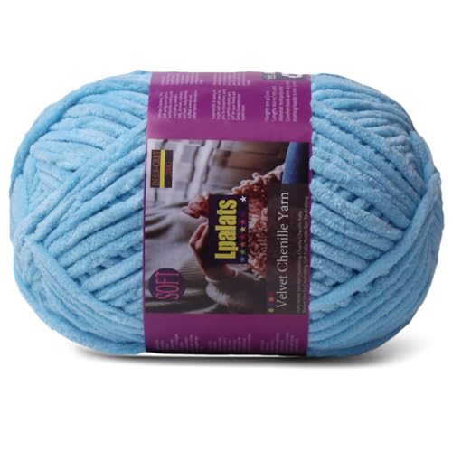 Lpalats Dickes Chenille-Garn zum Häkeln, 200 g, Babydeckengarn zum Häkeln, weich, 175 Meter, flauschige, dicke Plüschgarne zum Stricken von Decken, Amigurumi (1, Himmelblau) von Lpalats
