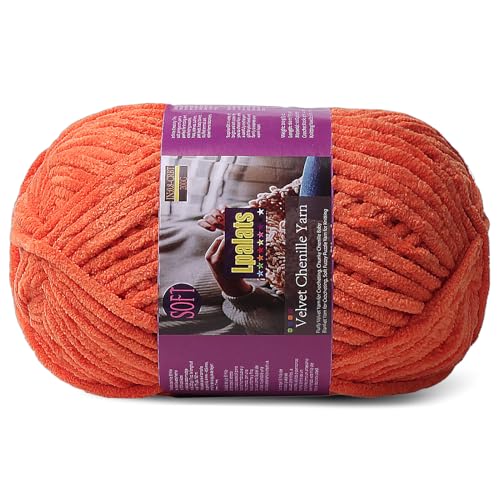 Lpalats Dickes Chenille-Garn zum Häkeln, 200 g, Babydeckengarn zum Häkeln, weich, 175 Meter, flauschige, dicke Plüschgarne zum Stricken von Decken, Amigurumi (1, Orange) von Lpalats