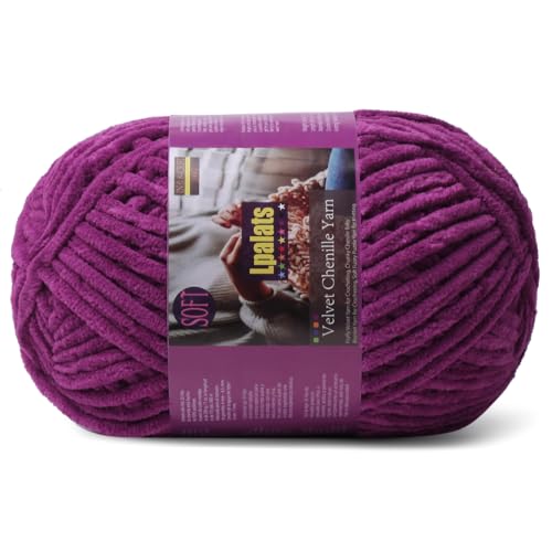 Lpalats Dickes Chenille-Garn zum Häkeln, 200 g, Babydeckengarn zum Häkeln, weich, 175 Meter, flauschige, dicke Plüschgarne zum Stricken von Decken, Amigurumi (1, Violett) von Lpalats