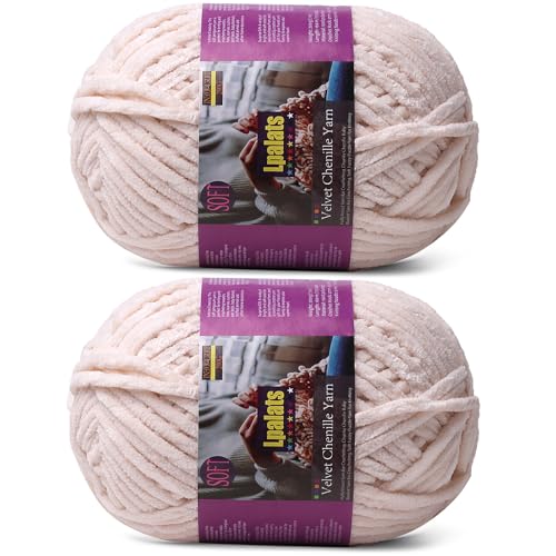 Lpalats Dickes Chenille-Garn zum Häkeln – 2 x 200 g Babydeckengarn zum Häkeln, weich – 300 Meter flauschige, dicke Plüschgarne zum Stricken von Decken, Amigurumi (2, Khaki) von Lpalats