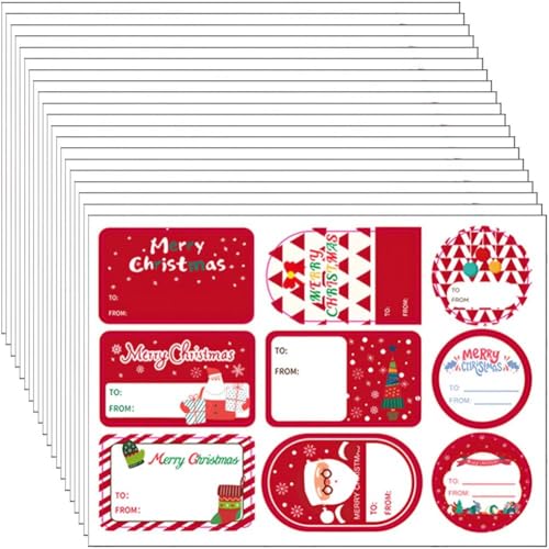 180 Stück/20 Blatt Weihnachtsetiketten-aufkleber, Weihnachtsnamen-geschenketiketten, Weihnachtsgeschenkanhänger, Aufkleber, Weihnachtsaufkleber, Etiketten, Selbstklebende Weihnachtsaufkleber Für von Lpitoy