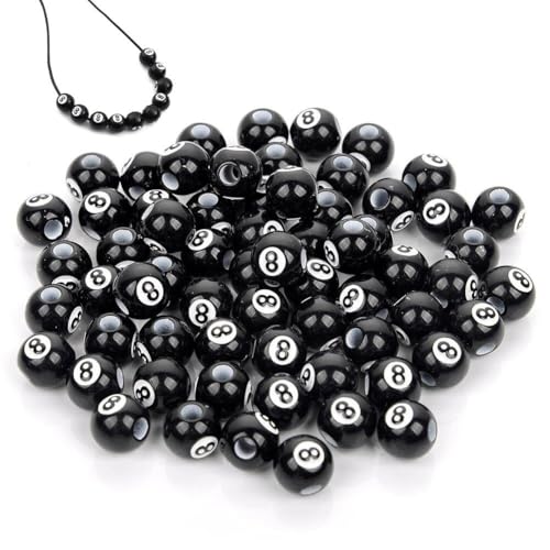 Lpitoy 50 Stück Acryl Big Hole Round Spacer Ball Perlen Billard Schwarz 8 Wort Ball Perlen Für Schmuckherstellung DIY Armband Zubehör Lpitoy 50 Stück Acryl Big Hole Round Spacer Ball Perlen Billard Schwarz 8 Wort Ball Perlen Für Schmuckherstellung DIY Armband Zubehör von Lpitoy