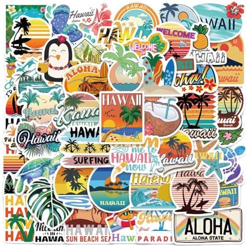 50 Stück Hawaii-Aufkleber, Sommerurlaub-Stil, Cartoon-Aufkleber, DIY-Telefon, Laptop, Gepäck, Skateboard, Graffiti-Aufkleber von Lpitoy
