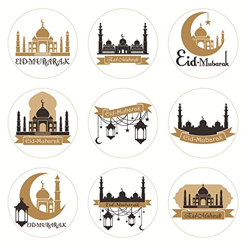 90pcs Eid Mubarak Aufkleber Rund Eid Aufkleber Ramadan Mubarak Sticker Personalisierte Ramadan -aufkleber Für Eid Party Umschläge Taschen Islamische Festivaldekoration von Lpitoy