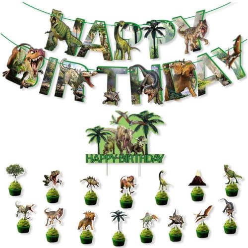 Dinosaurier -themenparty -dekoration Banner Flagge Kuchen Toper Jungle Geburtstagsfeier Für Kinder von Lpitoy