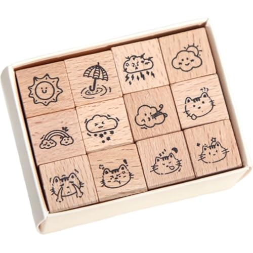 Lpitoy 12-teiliges Holzstempel-Set Cartoon-Muster, Holzstempel Für Die Kartenherstellung, Dekoration Und Scrapbooking-zubehör Lpitoy 12-teiliges Holzstempel-Set Cartoon-Muster, Holzstempel Für Die Kartenherstellung, Dekoration Und Scrapbooking-zubehör von Lpitoy