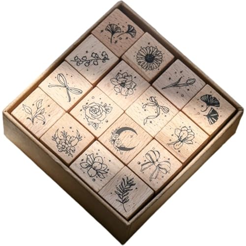 Lpitoy 16-teiliges Vintage-holzstempel-Set Retro-pflanzenblumen, Dekoratives Stempelset Aus Holz Für DIY-Kunst- Und Basteltagebücher, Scrapbooking Lpitoy 16-teiliges Vintage-holzstempel-Set Retro-pflanzenblumen, Dekoratives Stempelset Aus Holz Für DIY-Kunst- Und Basteltagebücher, Scrapbooking von Lpitoy