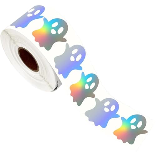 Lpitoy 500 Stück Halloween-geisteraufkleber, Design, Süße Geister, Holografische, wasserdichte, Selbstklebende Aufkleber Für Umschläge, Tagebücher, Dekoration, Partyzubehör von Lpitoy