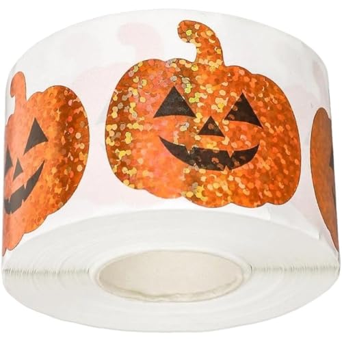 Lpitoy 500 Stück Halloween-kürbis-Geister-Aufkleber, Holografische Aufkleber, Dekorative, Selbstklebende Kürbis-Aufkleber Für Halloween-Party-Dekoration von Lpitoy