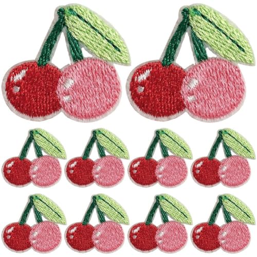 Lpitoy Kirschen-Stickerei-aufnäher, Niedliche Kirschen-aufnäher Zum Aufbügeln, 10 Stück, Obst, Aufnäher-Applikation, Abzeichen Für Kleidung, Rucksack, Schuhe, Hut, Kleid Lpitoy Kirschen-Stickerei-aufnäher, Niedliche Kirschen-aufnäher Zum Aufbügeln, 10 Stück, Obst, Aufnäher-Applikation, Abzeichen Für Kleidung, Rucksack, Schuhe, Hut, Kleid von Lpitoy