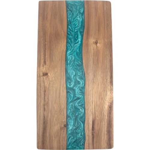Schneidebrett Aus Holz Und Harz, Schneidebrett Aus Epoxidharz Ozeanblauem Wellenmuster Für Die Küche, Wendebrett Für Fleisch, Käse, Brot, Gemüse, Obst von Lpitoy