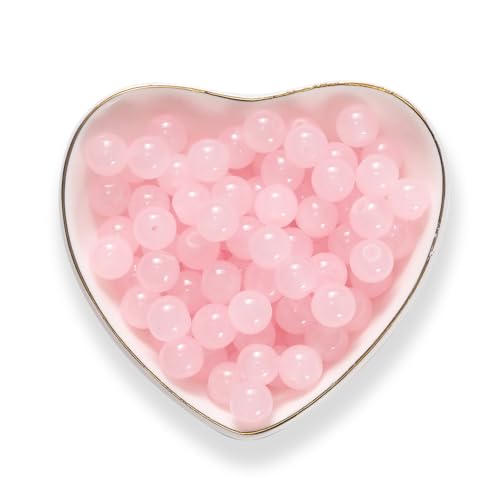 50 Stück 8mm Natürliche Rosenquarz Perlen mit Loch, Edelstein zum Auffädeln Rosa Perlen Lose Runde Steinperlen Naturstein-Perlen für DIY Armband Halskette Schmuckherstellung Zubehör von Lpolkvemelh