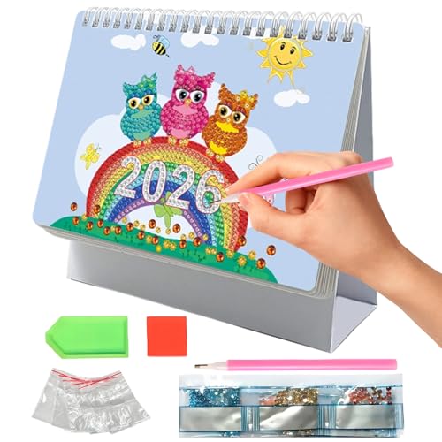 Lpoppcx Diamond Painting Kalender 2026,Tischkalender 2026 Diamond Art Painting Desk Kalender Diamonds Paintings Kits For Adults, Monthly Tabletop Calendar,Geschenkideen Für Kinder Erwachsene von Lpoppcx