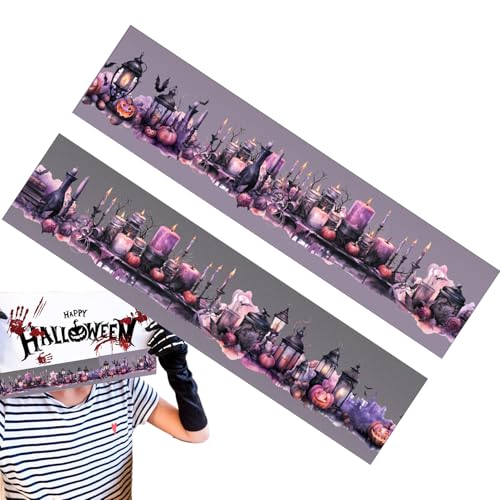 Lpoppcx Halloween Scrapbook Klebeband | Bunte Dekorative Klebebänder Halloween Streifen - Sticker Rollen für Basteltagebücher Geschenkverpackung Schule Fest von Lpoppcx