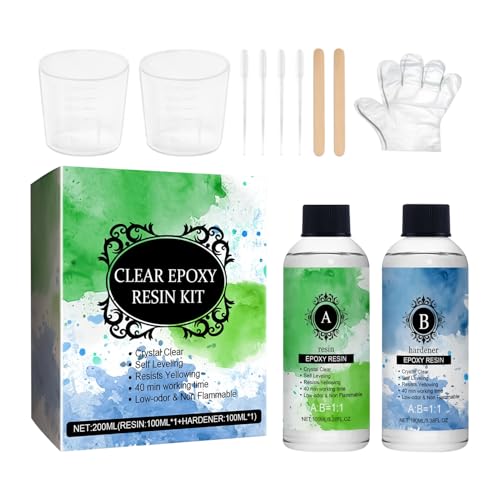 Lpoppcx Harz-Set 2X85G - Bastel Harz Epoxidharz Set Klar | Hochglanz Härter Schnellhärtend Gelbstichschutz Für Reparatur Kunsthandwerk Flusstisch von Lpoppcx