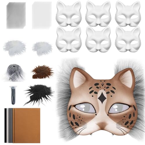Lpoppcx Weiße Katzemaske - Set Mit Leerem Katzengesicht | Bastelset Mit Netzstoff Und Samtstoff-Zubehör Für Karneval Cosplay Party Maskerade Lpoppcx Weiße Katzemaske - Set Mit Leerem Katzengesicht | Bastelset Mit Netzstoff Und Samtstoff-Zubehör Für Karneval Cosplay Party Maskerade von Lpoppcx