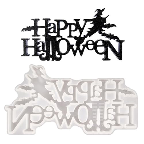Lpsdssre Halloween Förmchen Für Süßigkeiten | Frohes Halloween Buchstaben Türschilder Formen für Epoxidharz | Antihaft Bastelwerkzeug Fuer Zement Harz Schokolade Dessert Modellierton Seife Und von Lpsdssre