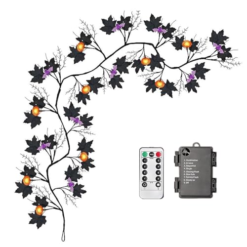 Lpsdssre Innenarchitekturleuchten, Gruseliges Girlanddekor, Halloween - Mit Orangefarbenem Kürbis, Batteriebetrieben, Wasserdicht, Acht Beleuchtungsmodi Für Urlaub von Lpsdssre