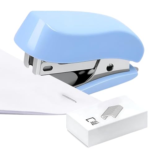 Min-I Stapler mit Grundnahrungsmitteln, Mehrzweckgebrauch, Weiß, Rosa, Blau, süßer Hefter, tragbarer Grundnahrungsmittel mit Entfernenfunktion, komfortabler Griff für den Bürogebrauch von Lpsdssre