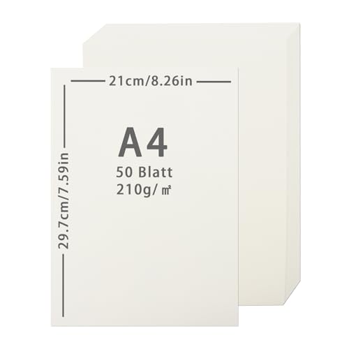 50pcs Beige papier a4, bastelkarton Beige Karton 210g /m², A4 Karte, 21 x 29.7 cm Kartenpapier für DIY Kunst Pape, kreative Dekoration,dickes papier zum drucken von Lre Co.