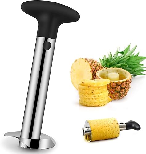 Ananasschneider Edelstahl - Ananasschäler - Ananas Schneider mit Edelstahlklinge in Lebensmittelqualität (schwarz) von Lrocotanc