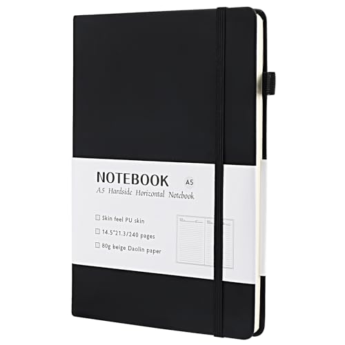 Lrocotanc Notizbuch A5-240 Seiten Notizbuch - Kariertes Notizbuch - Mit Gefesseltem Stiftebeutel - Mit Riemen - Aus PU Leder - Für Büro, Schule und Arbeit - Geeignet für Männer und Frauen von Lrocotanc