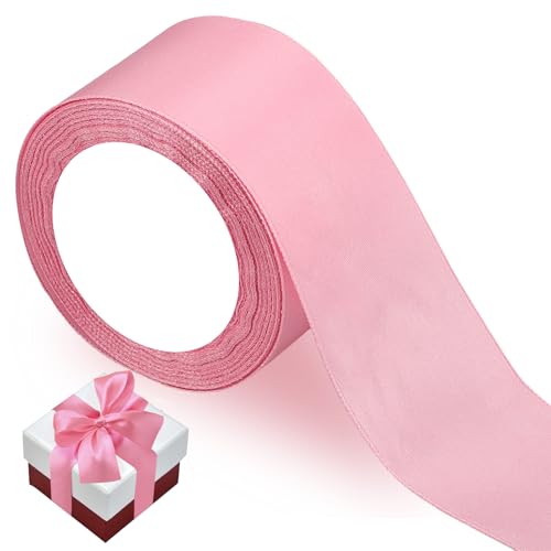 Satinband Rosa - Geschenkband Breit 5cm x 22m - Schleifenband Weihnachten - Geschenkschleife - Seidenband - Geschenkband Hochzeit - Pink Band (Rosa) von Lrocotanc