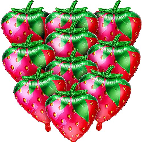Lrporyvn 10 StüCk Erdbeer Ballons SüßE Erdbeer Folie Mylar Ballons für MäDchen Erdbeer Themen Geburtstag Feier Dekorationen von Lrporyvn