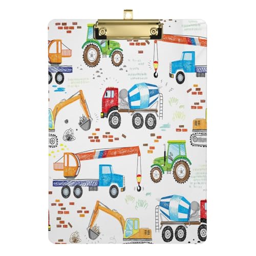 Klemmbretter aus Kunststoff für Traktoren, Bagger, Kräne, A4, Briefgröße, Klemmbrett aus Acryl, für Lehrer, Studenten, Krankenschwestern, Büro, flaches Profil, goldfarbener Clip, 31,8 x 22,9 cm Klemmbretter aus Kunststoff für Traktoren, Bagger, Kräne, A4, Briefgröße, Klemmbrett aus Acryl, für Lehrer, Studenten, Krankenschwestern, Büro, flaches Profil, goldfarbener Clip, 31,8 x 22,9 cm von Lrtyuasq