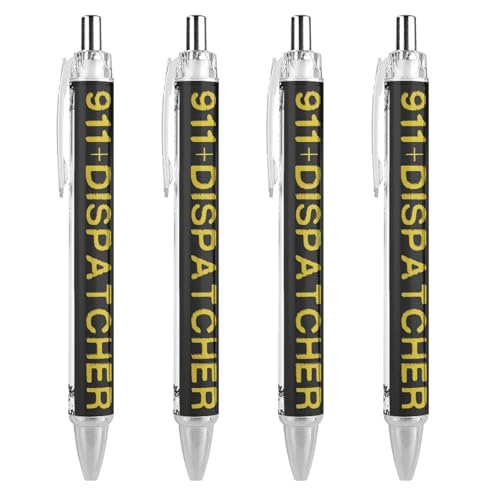 Lrtyuasq 911 Dispatcher Kugelschreiber mit dünner goldfarbener Flagge, lustig, einziehbar, 0,5 mm, Kugelschreiber, Arbeitsstifte, Geschenke für Offizier, Unisex von Lrtyuasq