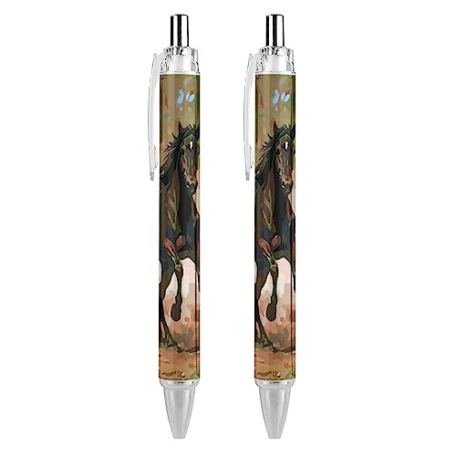Lrtyuasq Aquarell-Kugelschreiber mit Pferden, einziehbar, komfortables Schreiben, Geschenk für Bürobedarf Lrtyuasq Aquarell-Kugelschreiber mit Pferden, einziehbar, komfortables Schreiben, Geschenk für Bürobedarf von Lrtyuasq