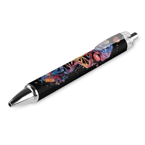 Lrtyuasq Brain Heart DNA Aquarell-Roller, schwarzer Kugelschreiber, einziehbarer Journaling-Stift, Arbeitsstifte für Bürobedarf von Lrtyuasq